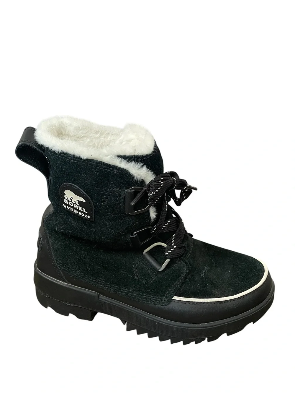 Sorel Tivoli IV Black Suede Waterproof Fur Trim Lace Up Winter Ankle Boot 7 - Picture 4 of 16